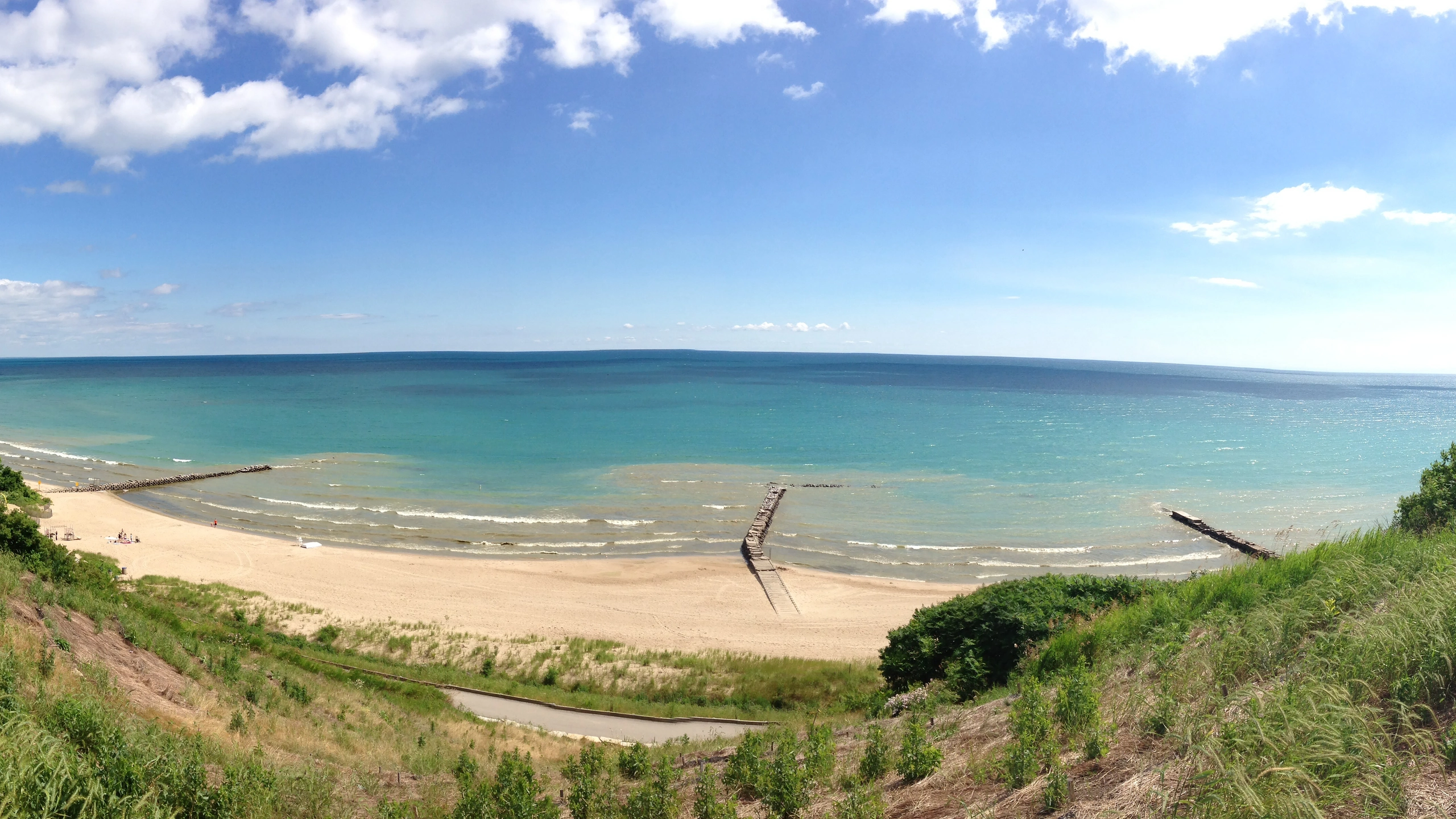 Lake Michigan shoreline at Atwater Park in Shorewood, Wisconsin