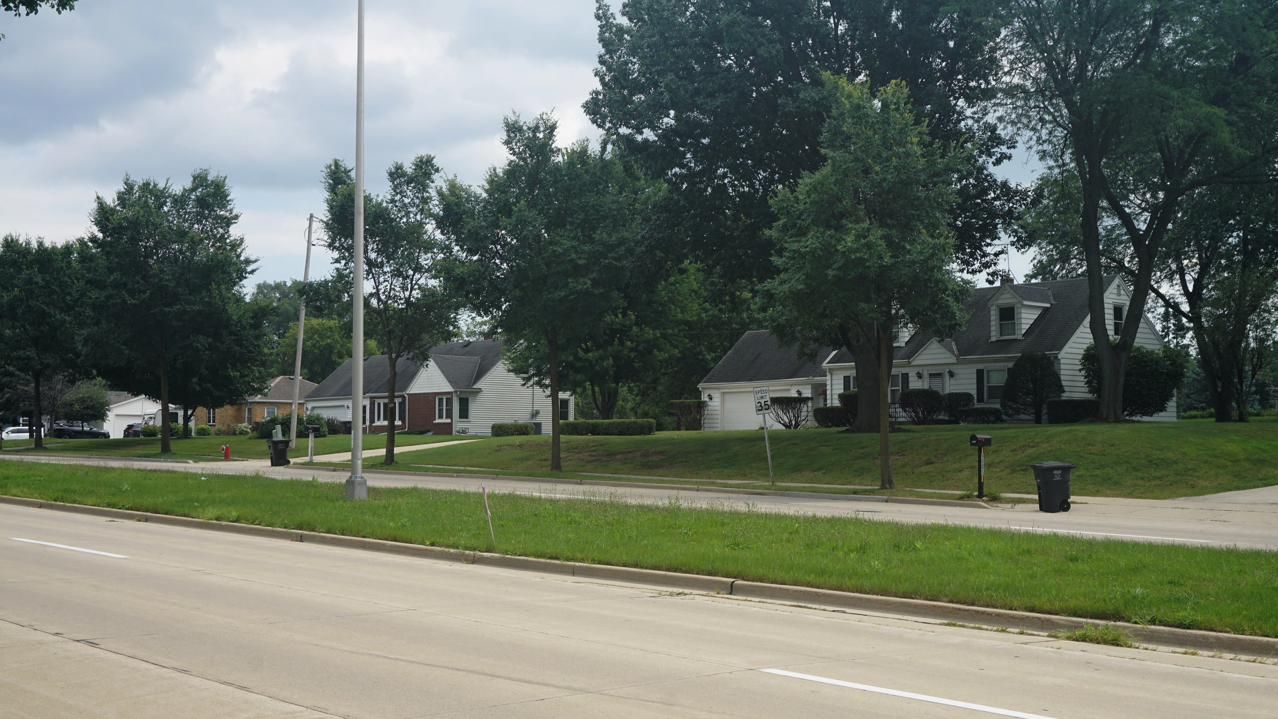 Residential streetscape along West Layton Avenue in Greenfield, Wisconsin