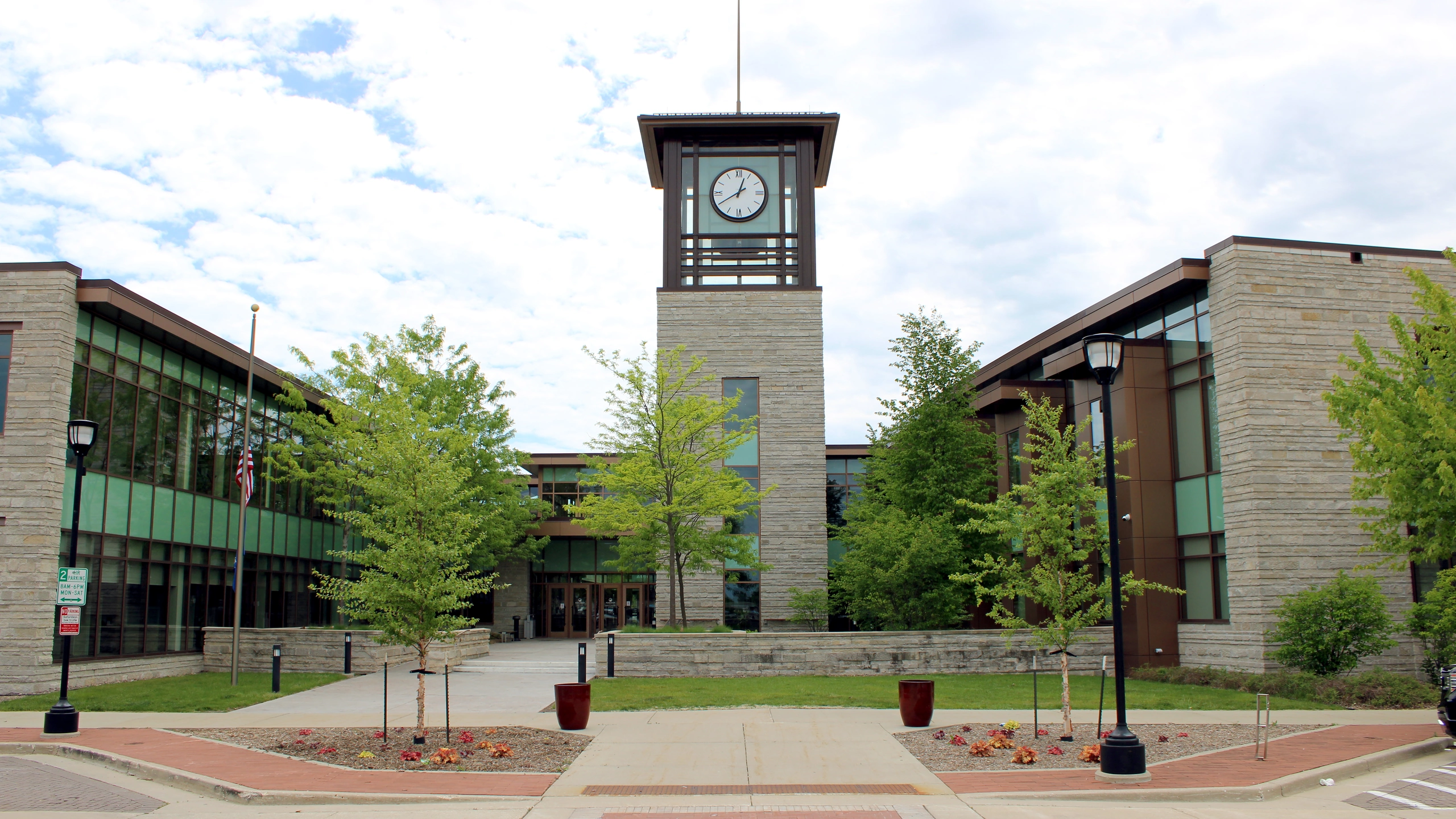 Oak Creek Civic Center and clock tower at Drexel Town Square, Wisconsin
