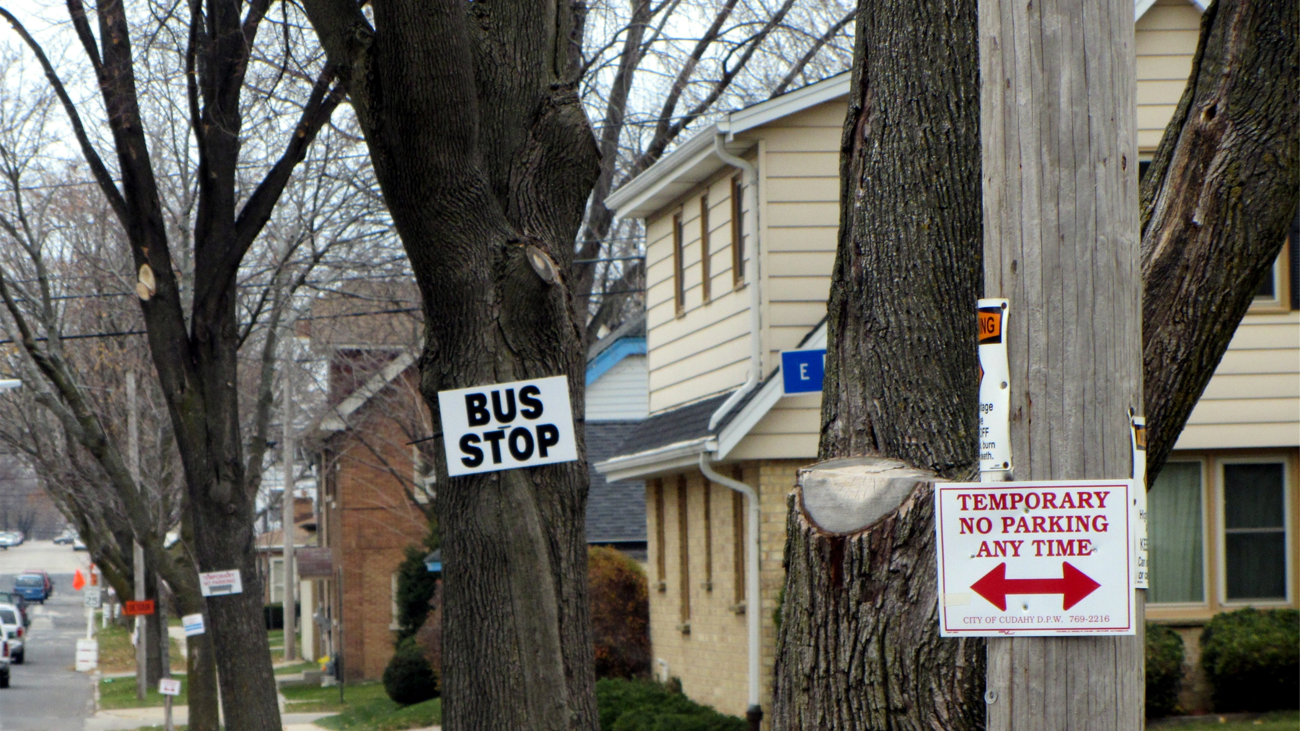 Residential street and homes in Cudahy, Wisconsin