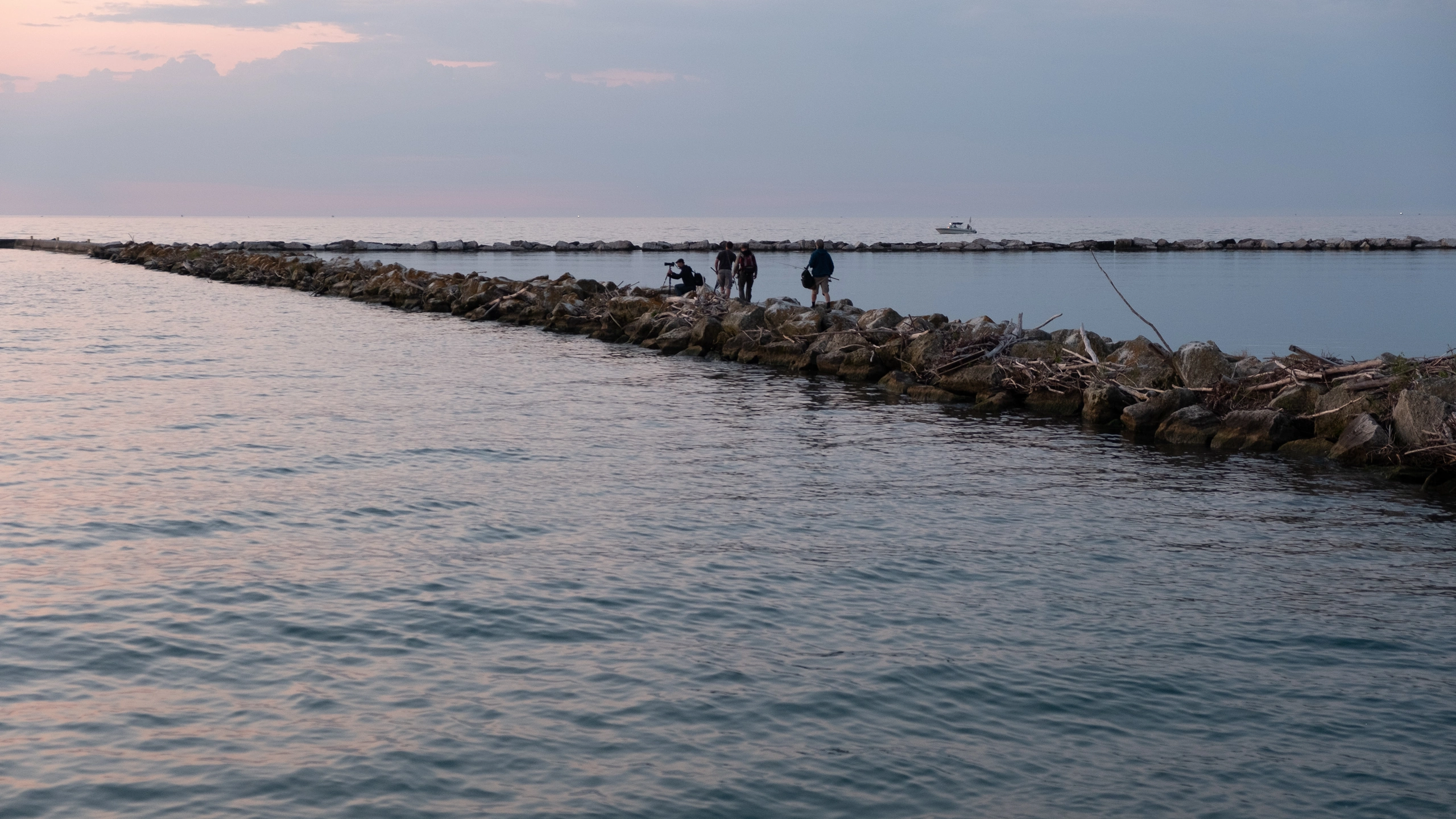 Lake Michigan breakwater at Port Washington, Wisconsin