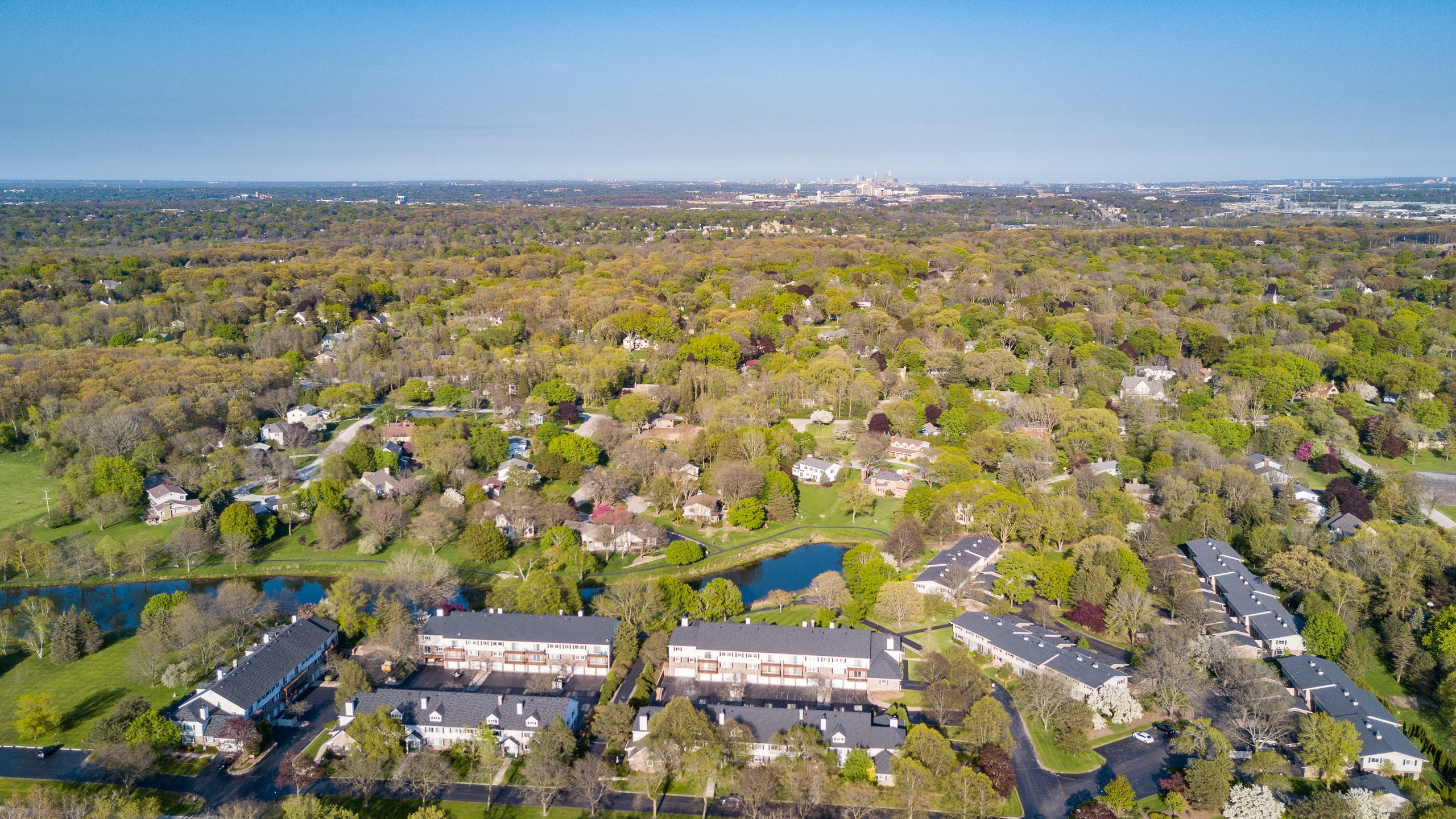 Aerial view of residential neighborhoods in Brookfield, Wisconsin